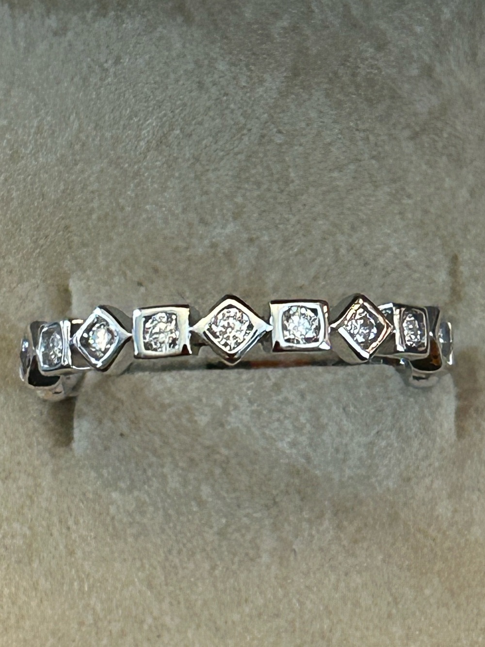 1.00CTW Geometric Design Moissanite Full Eternity Band Ring Sterling Silver